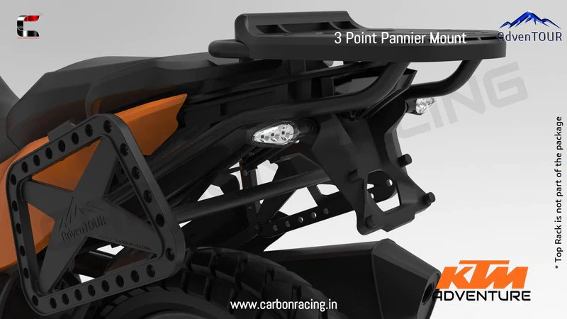 3-Point Pannier Mount / Saddle Stay for KTM 390 Adventure - AdvenTOUR Branded - Carbon Racing - Image 3
