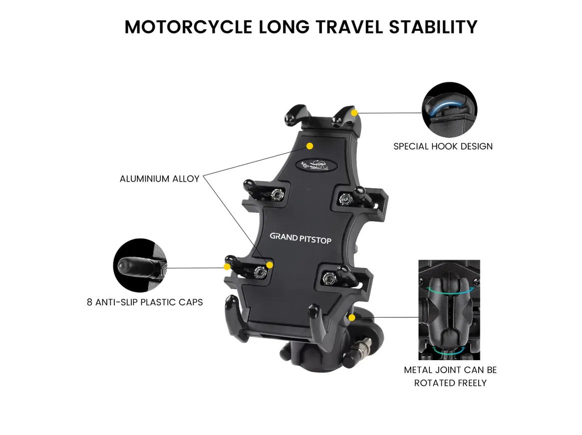 4-Sided Grip Mobile Holder Mount - Black - Grandpitstop - Image 2