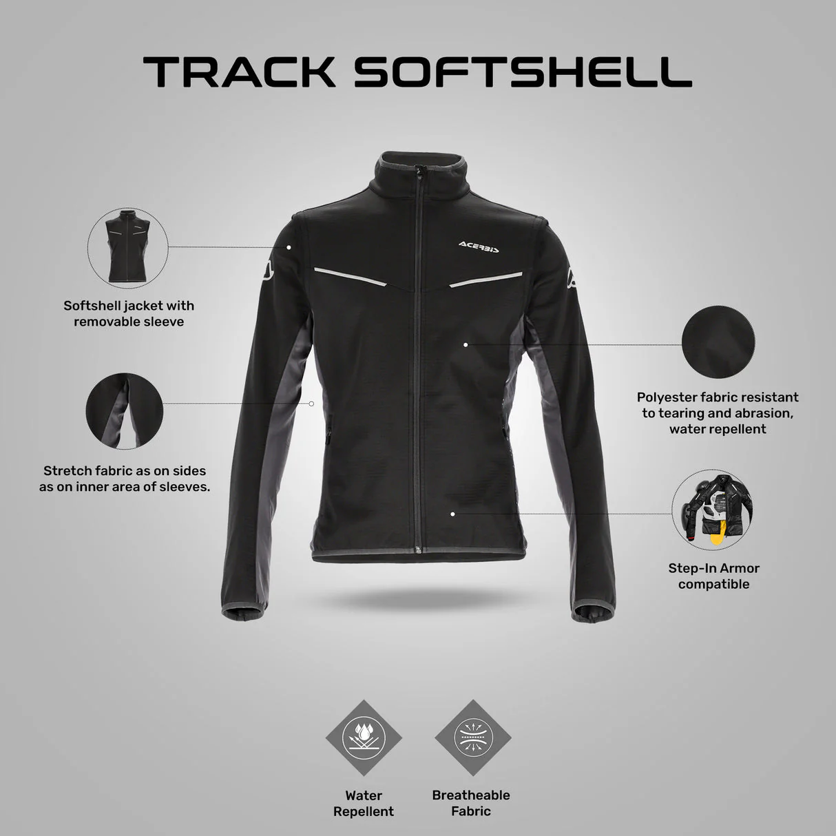 Acerbis Softshell Track Jacket Black/Grey - Image 7
