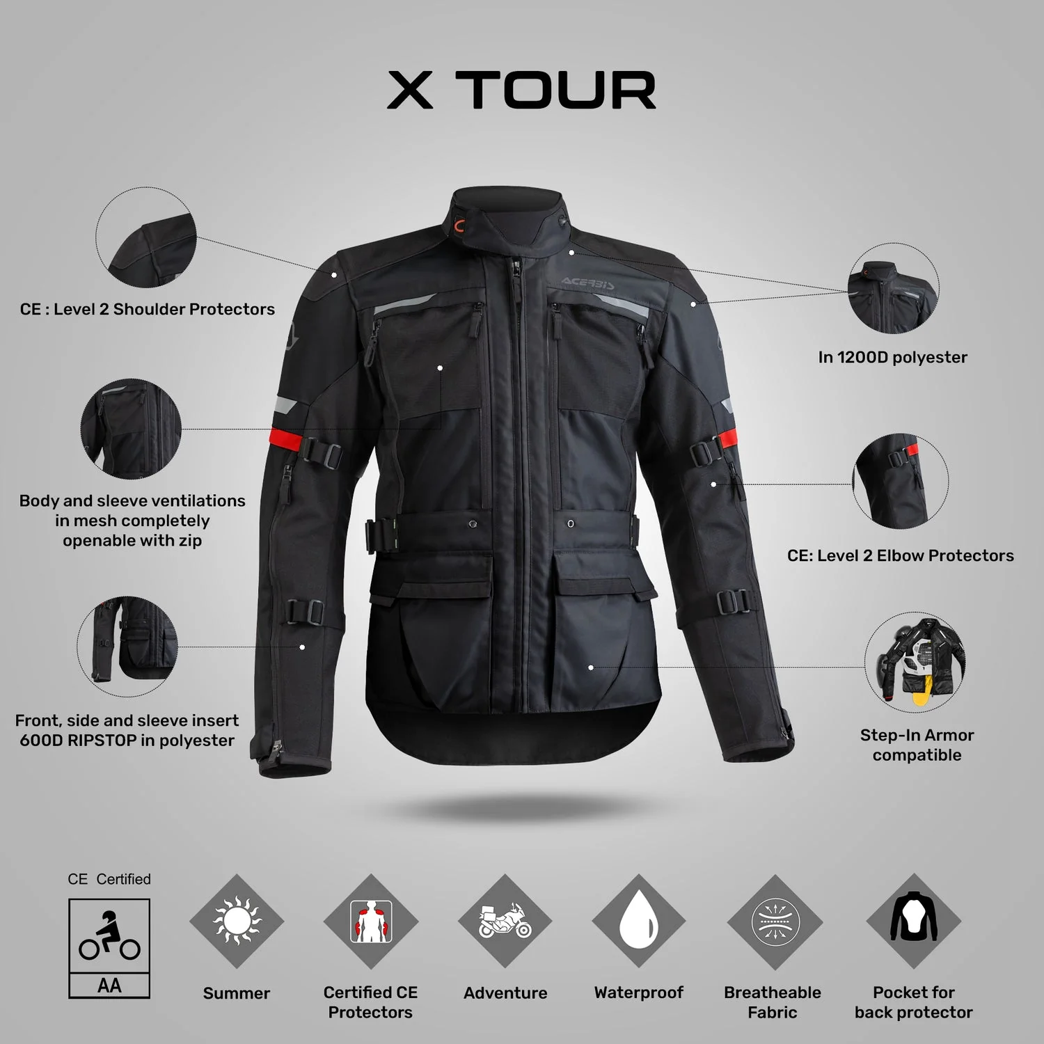 Acerbis X-tour Jacket Black - Image 4
