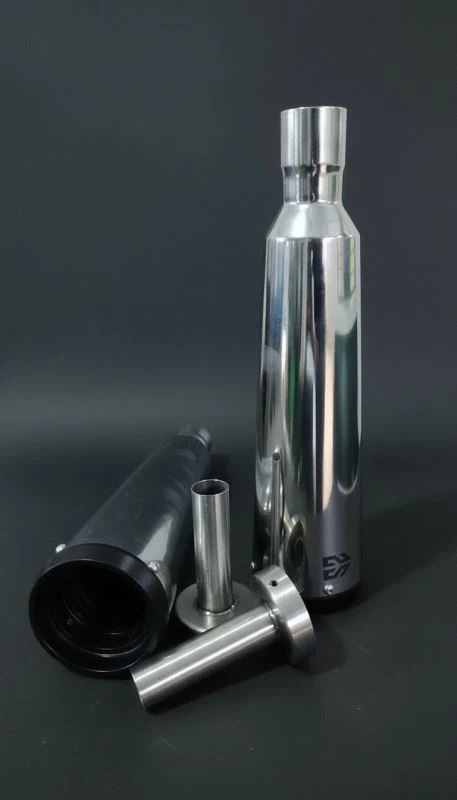 SS Motocorp Adaptable Slip-On Silencer (Pair)- FAT CANS-STEEL FINISH For Royal Enfield Interceptor 650 / Continental GT 650 - Image 3