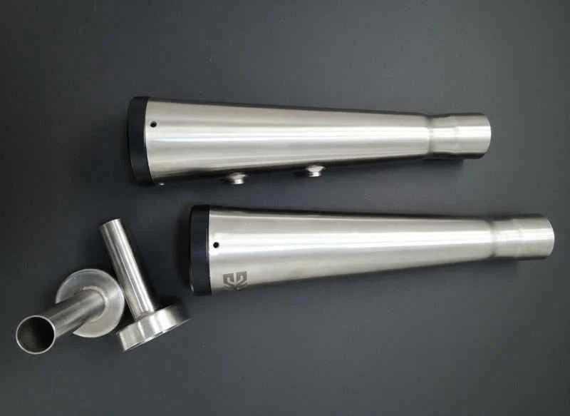 SS Motocorp Adaptable Slip-On Silencer (Pair)- SLIM CANS-STEEL FINISH For Royal Enfield Interceptor 650 / Continental GT 650