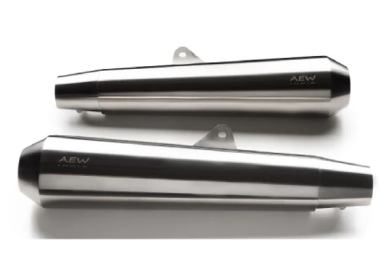 AEW TE 103 Megaphone- Stainless Steel Matt Polish - Royal Enfield Interceptor / GT650