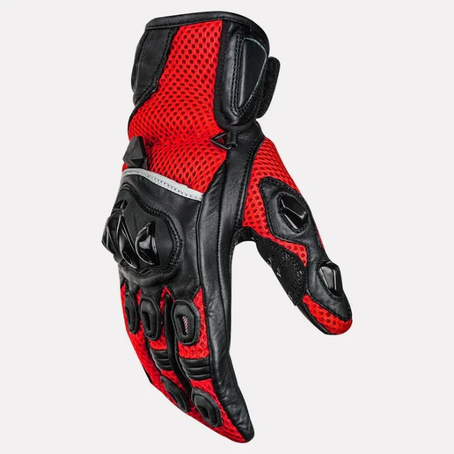 ASPIDA Phaeton Short Cuff Mesh & Leather Gloves - Red - Image 3