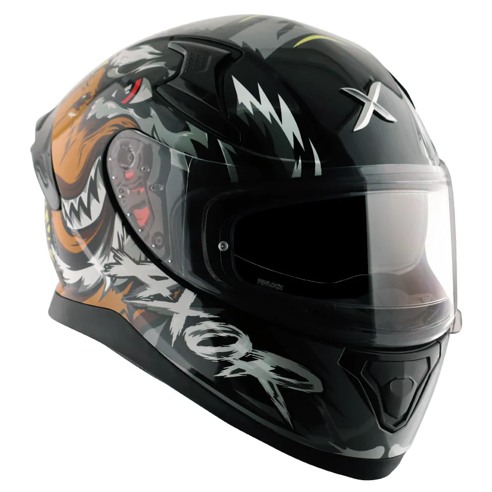 Axor Apex Falcon Full-Face Helmet - Glossy Black Grey - Image 3