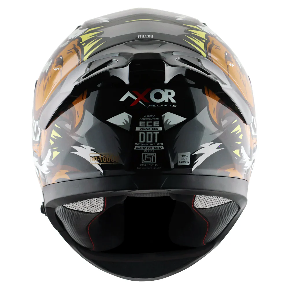 Axor Apex Falcon Full-Face Helmet - Glossy Black Grey - Image 4