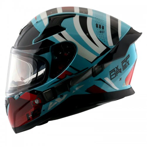 AXOR Apex Hex-2 Motorcycle Helmet - Blue & Red - Image 5