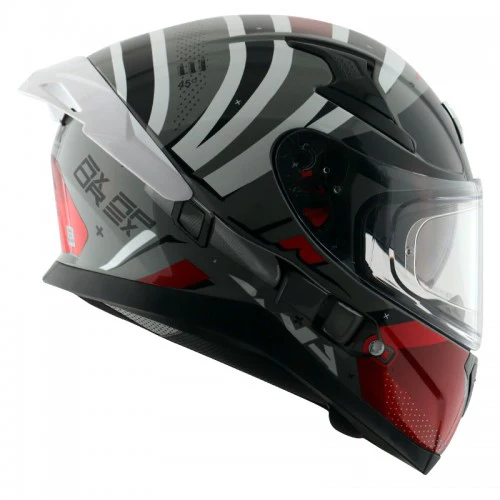 AXOR Apex Hex-2 Motorcycle Helmet - Cool Grey Red - Image 2