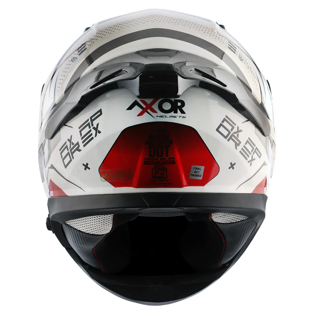 AXOR Apex Hex-2 Motorcycle Helmet - Glossy White Red - Image 4