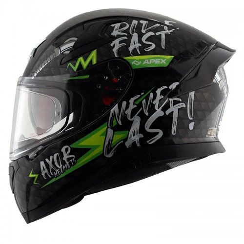 AXOR Apex Ride Fast Motorcycle Helmet - Black Neon Yellow - Image 2