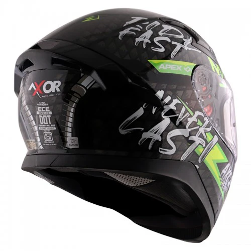 AXOR Apex Ride Fast Motorcycle Helmet - Black Neon Yellow - Image 4