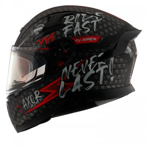 AXOR Apex Ride Fast Motorcycle Helmet - Matt Black Red - Image 2