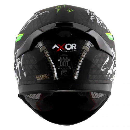 AXOR Apex Ride Fast Motorcycle Helmet - Matt Black Neon Green - Image 3