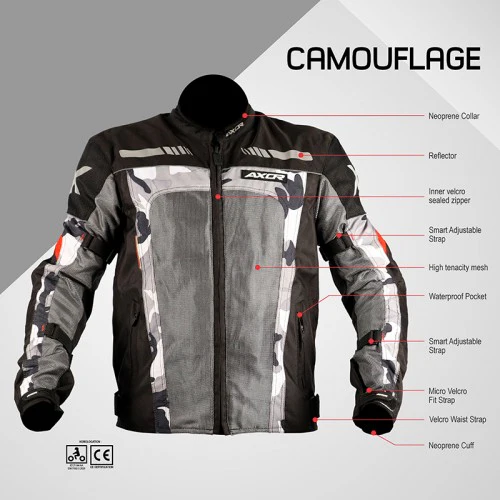 AXOR CAMOUFLAGE Riding Jacket - Black Red - Image 4