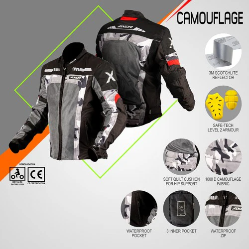 AXOR CAMOUFLAGE Riding Jacket - Black Red - Image 5