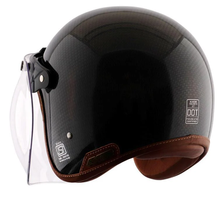 Axor Jet Carbon Small Checks helmet with Bubble Visor-Black - Image 5
