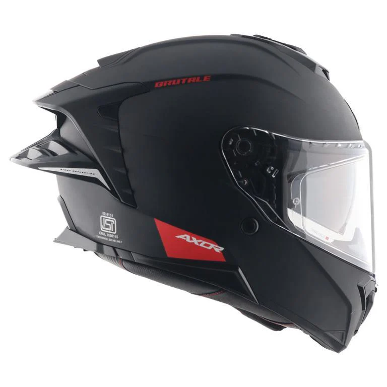 Axor Premium Brutale Solid Colors Dual Spoiler Helmet - Dull Black - Image 4