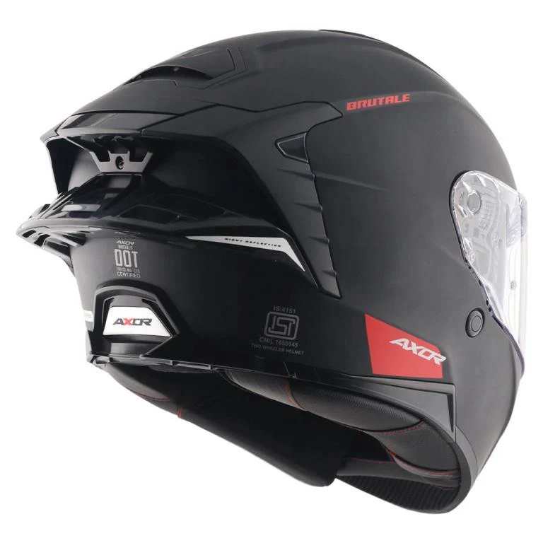 Axor Premium Brutale Solid Colors Dual Spoiler Helmet - Dull Black - Image 5
