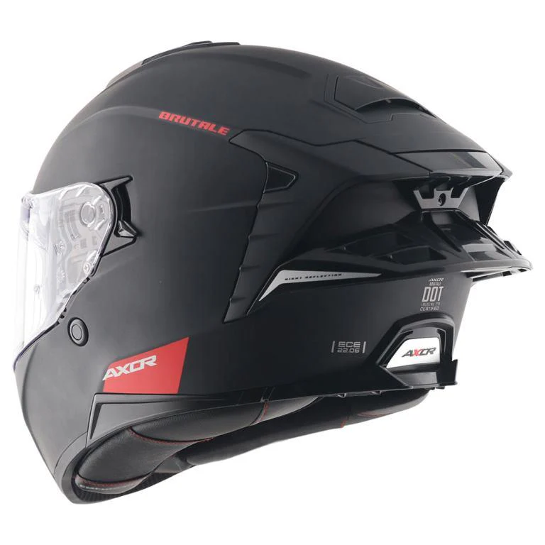 Axor Premium Brutale Solid Colors Dual Spoiler Helmet - Dull Black - Image 7