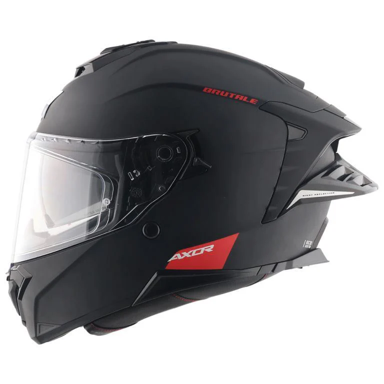 Axor Premium Brutale Solid Colors Dual Spoiler Helmet - Dull Black - Image 8