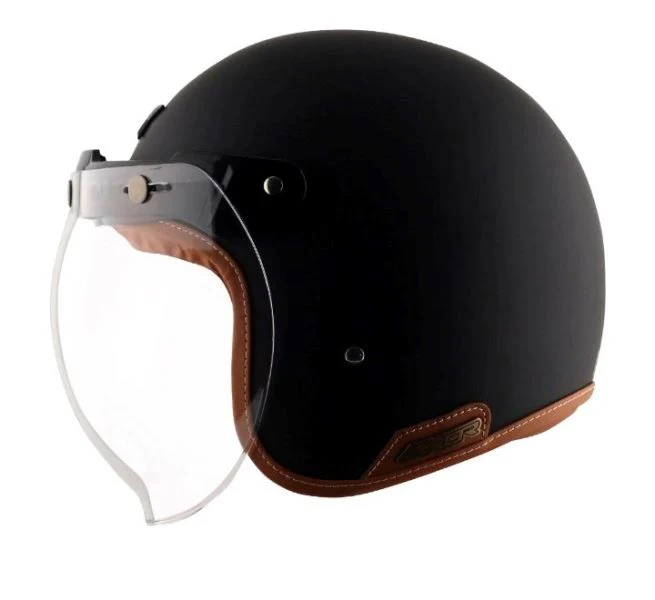 Axor Retro Jet Leather Helmet - Black - Image 2