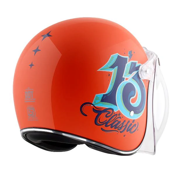 Axor Retro Jet Sportz C13 Helmet - Orange Blue - Image 6