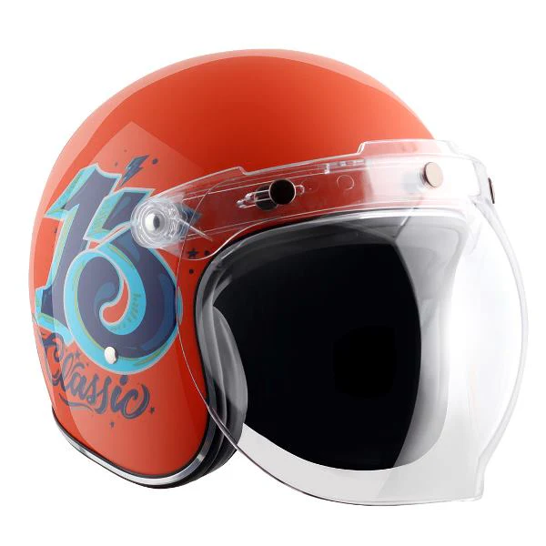 Axor Retro Jet Sportz C13 Helmet - Orange Blue - Image 7