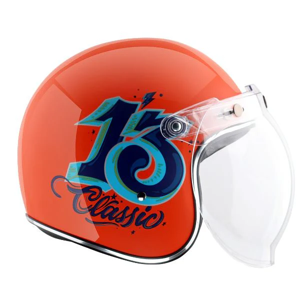 Axor Retro Jet Sportz C13 Helmet - Orange Blue - Image 8