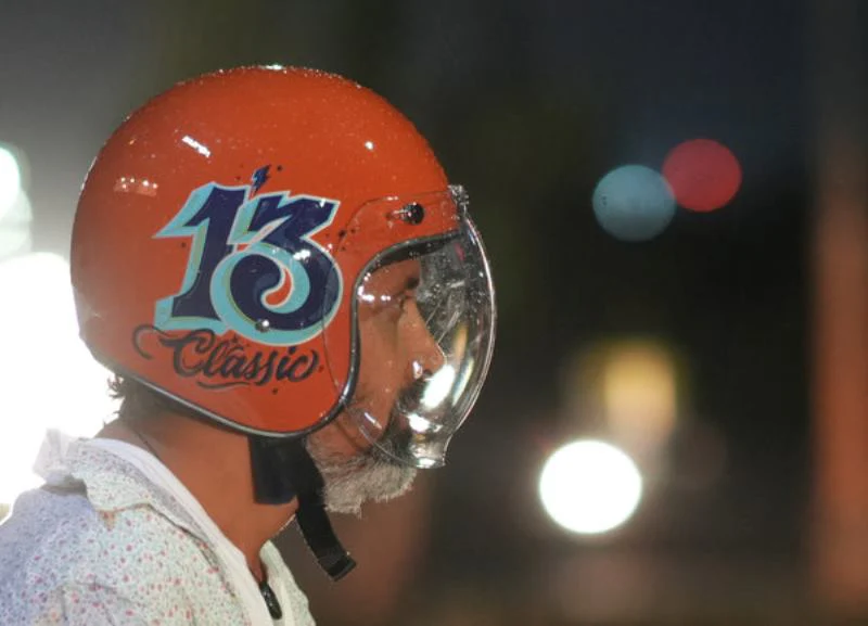 Axor Retro Jet Sportz C13 Helmet - Orange Blue - Image 9
