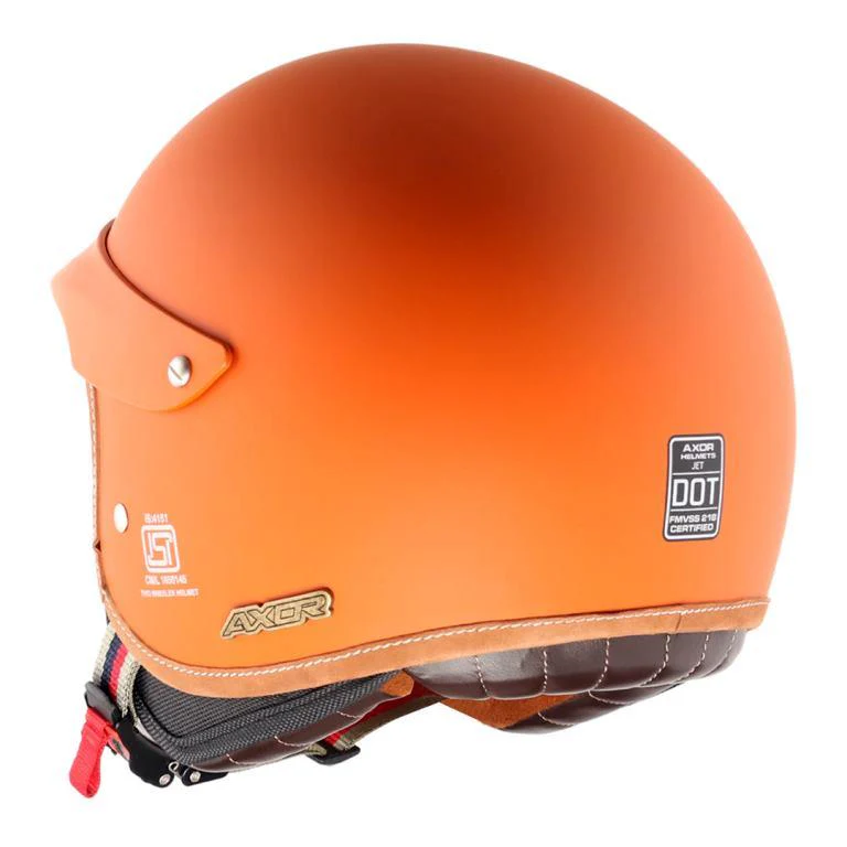 Axor Retro Jet West Helmet with Peak - Dull Orange - Image 5