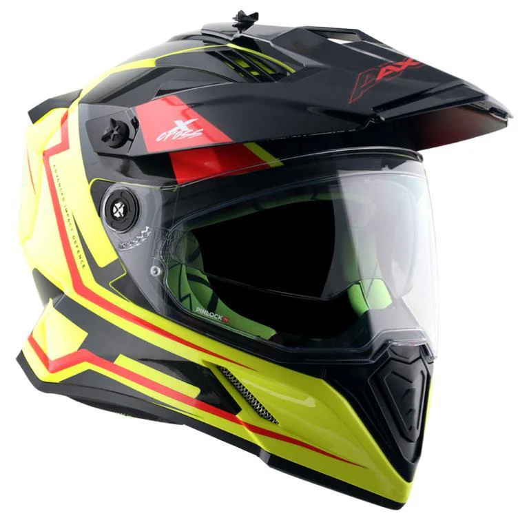 Axor X-Cross Dual Visor Flagstaff Helmet - Neon Yellow Black - Image 2