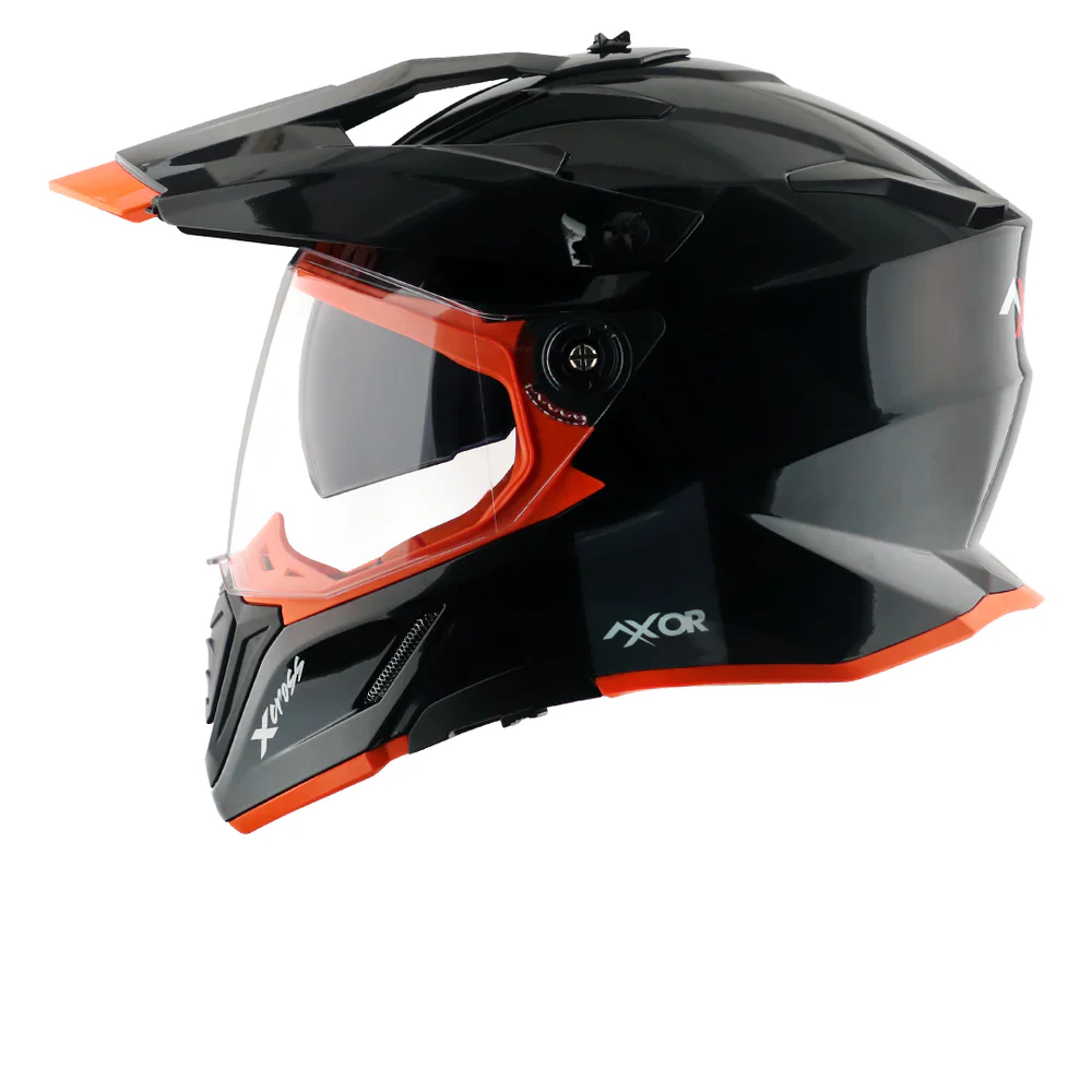 Axor X Cross Dual Visor Glossy Black Orange Helmet - Image 3