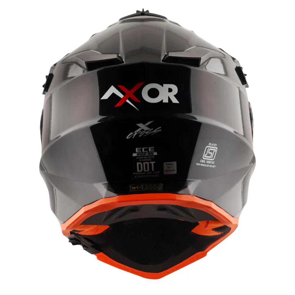 Axor X Cross Dual Visor Glossy Black Orange Helmet - Image 4
