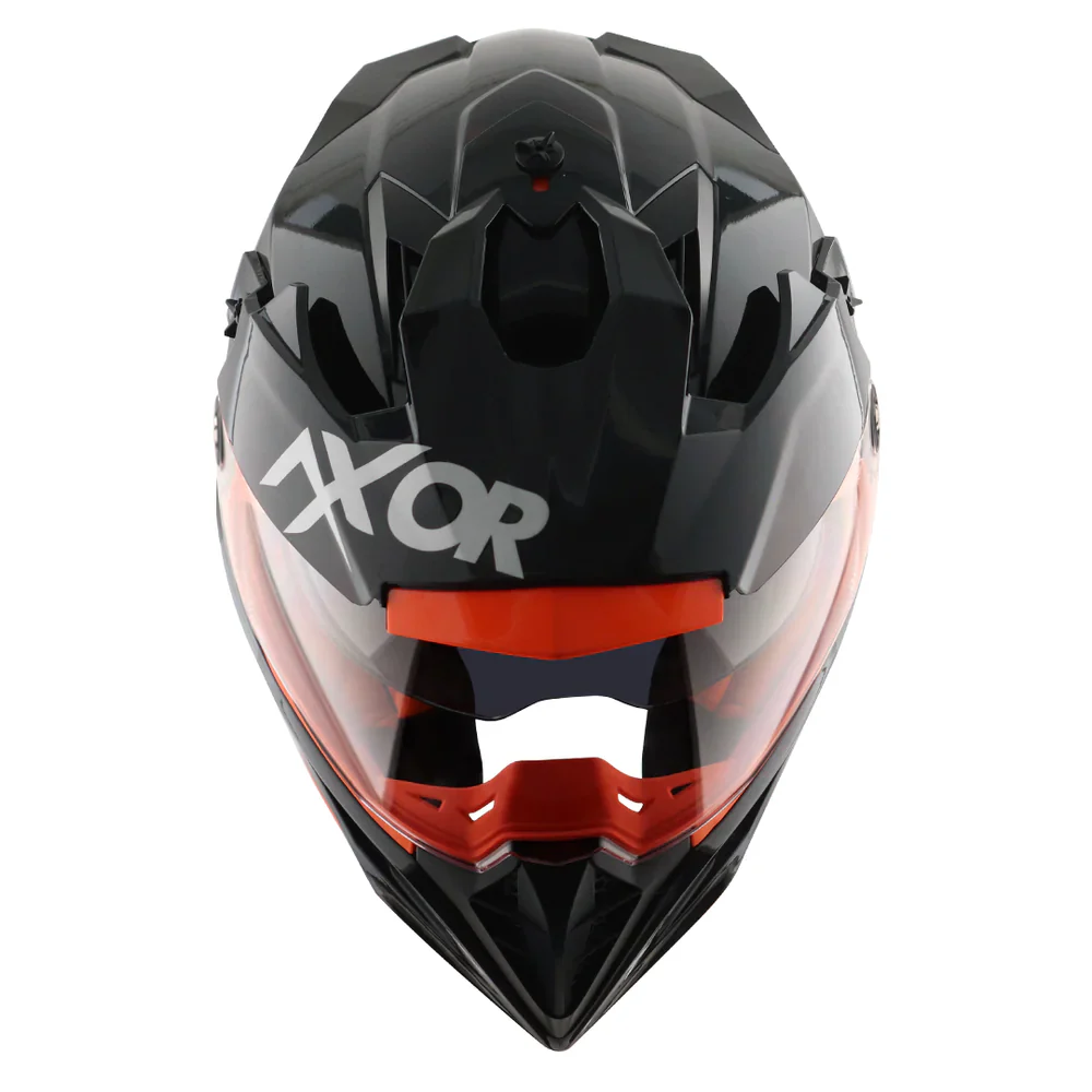 Axor X Cross Dual Visor Glossy Black Orange Helmet - Image 5
