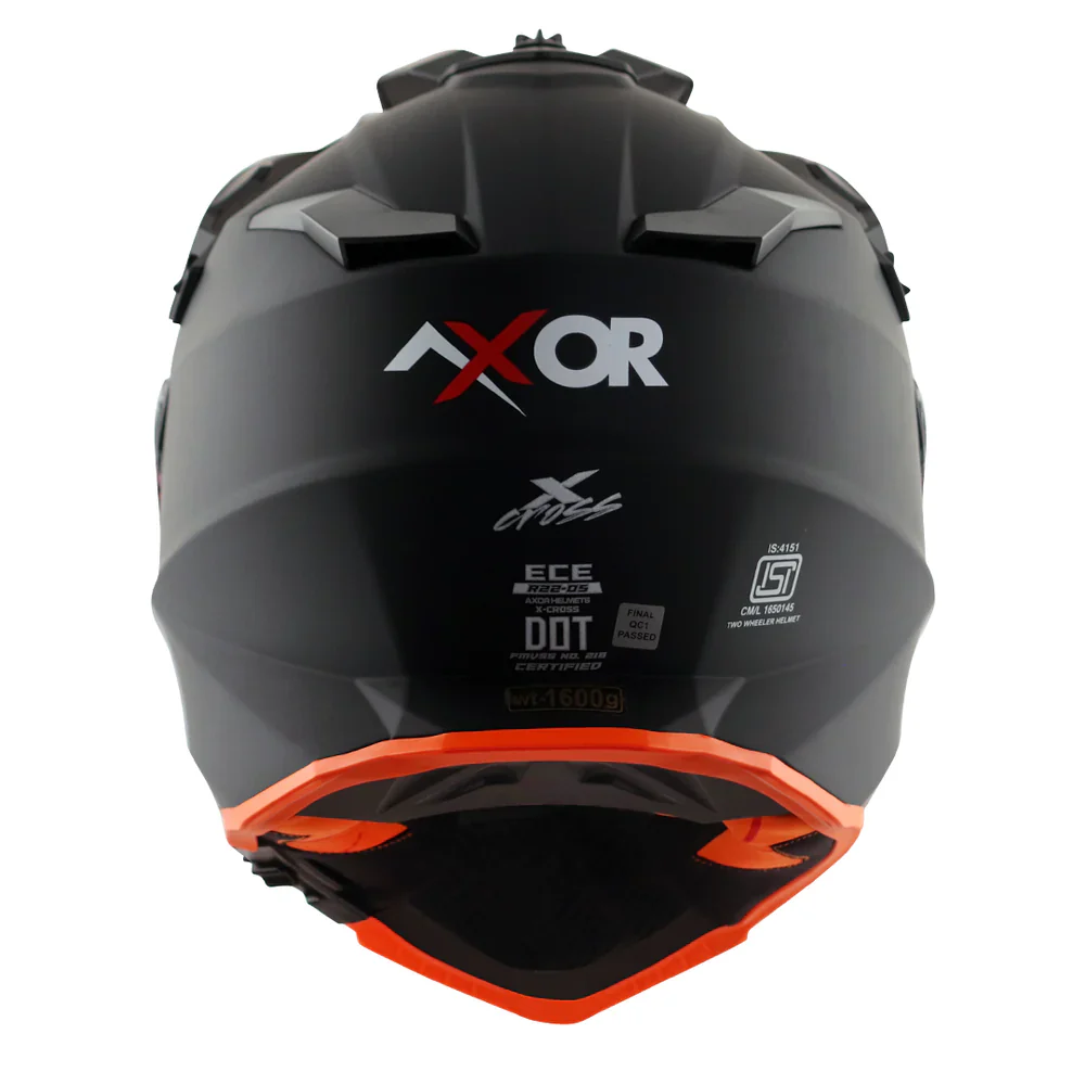Axor X Cross Dual Visor Matt Black Orange Helmet - Image 6