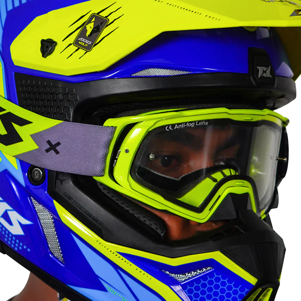 AXXIS Wolf Star Track Motocross Fluorescent Yellow Helmet - Image 4