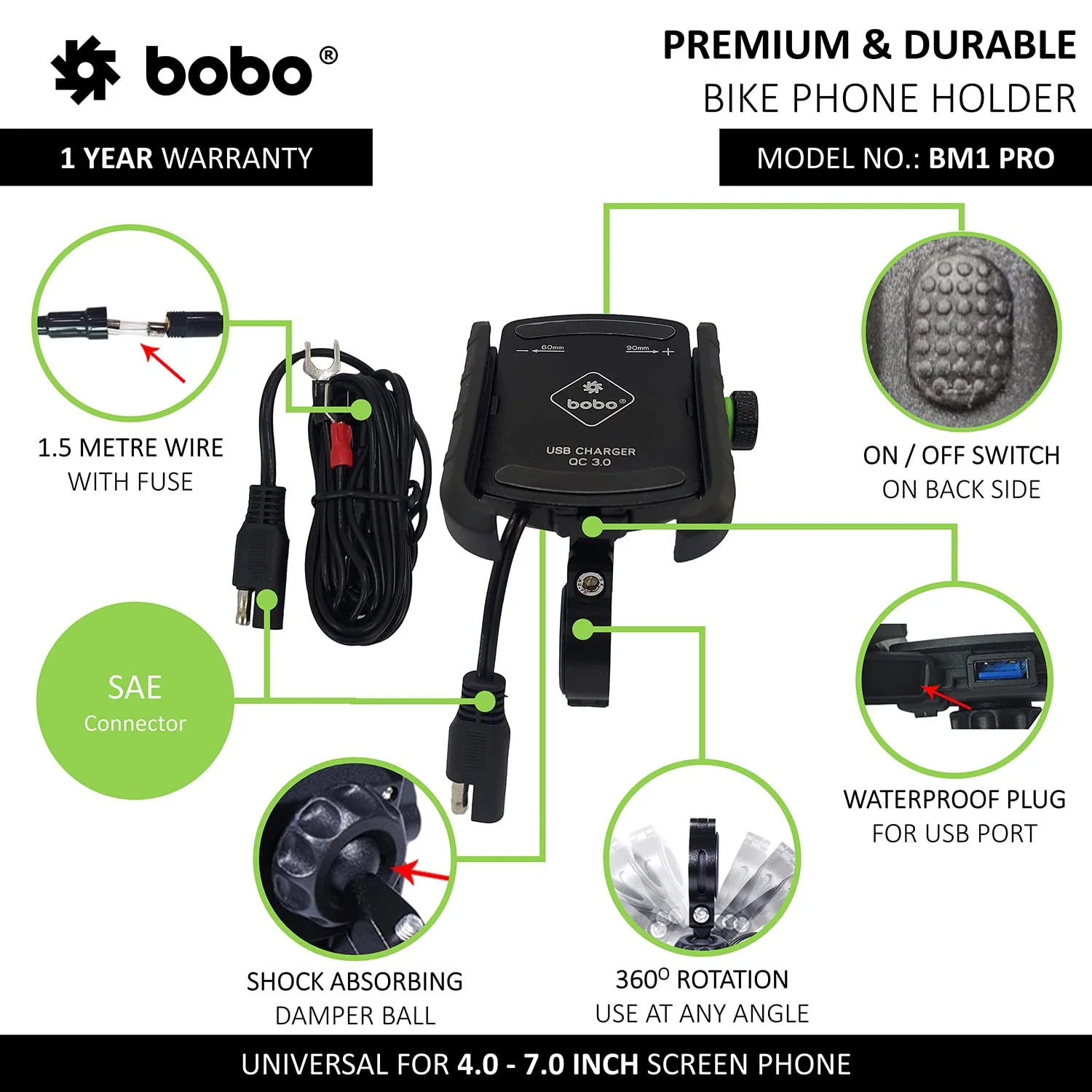 BOBO BM1 PRO Jaw-Grip Mobile Holder (Red)-BB-BM-001-011002 - Image 2