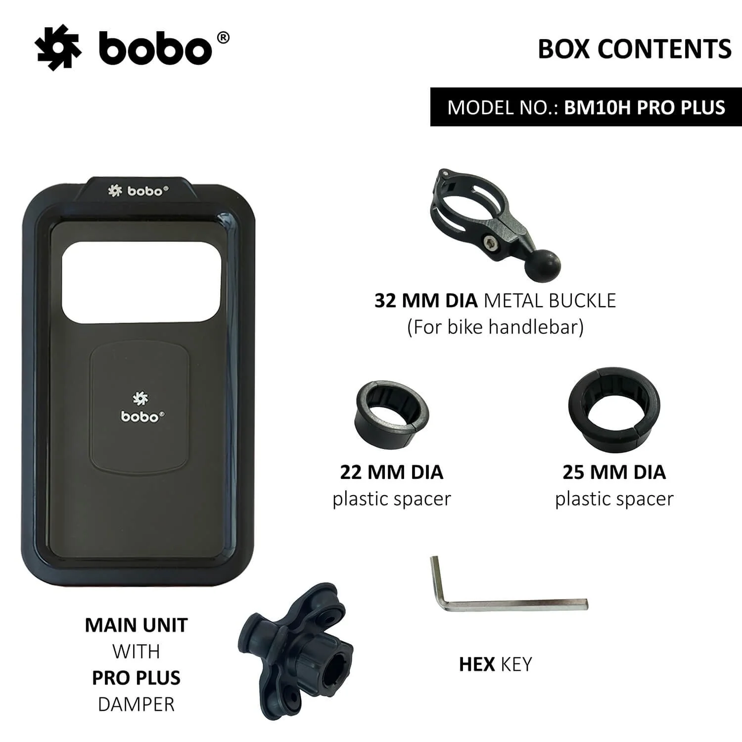 BOBO BM10M Pro Plus Fully Waterproof Bike / Cycle Phone Holder With Pro Plus Vibration Damper Motorcycle Mobile Mount Long Rearview Mirror Attachment-BB-BM-010-122001 - Image 3