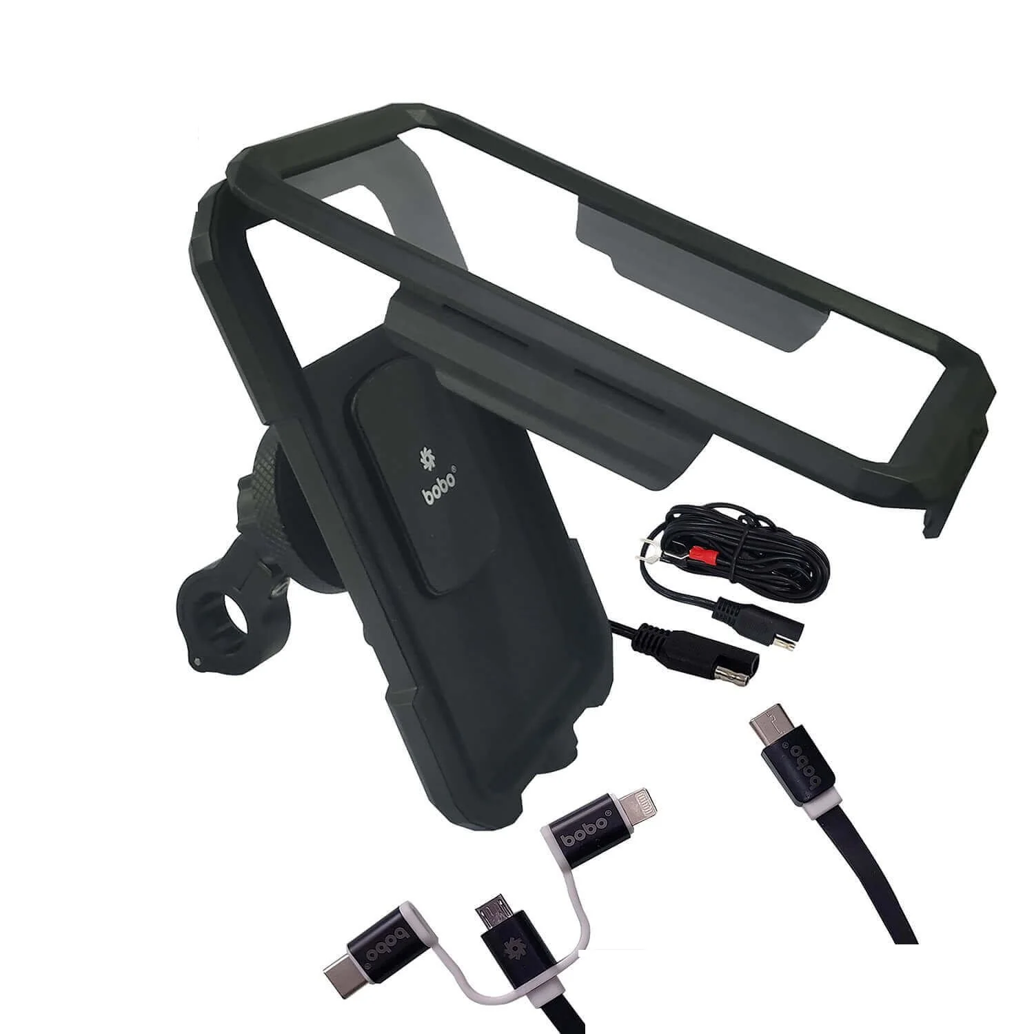 BOBO BM11H PRO Fully Waterproof Bike Phone Holder with Vibration Controller (with Fast 15W Wireless Charger & USB-C Input/Output Port) Motorcycle Mobile Mount-BB-BM-011-111001