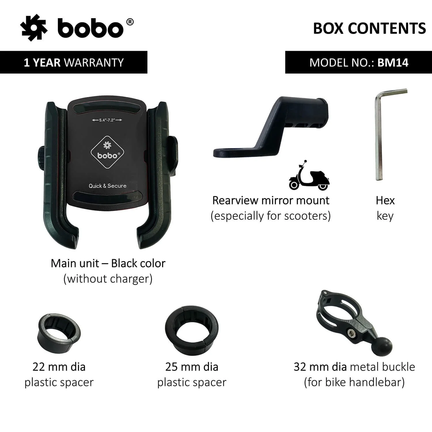 BOBO BM14 Quick Release Enhanced BM4 Bike / Cycle Phone Holder Motorcycle Mobile Mount (Blue)-BB-BM-014-001003 - Image 3
