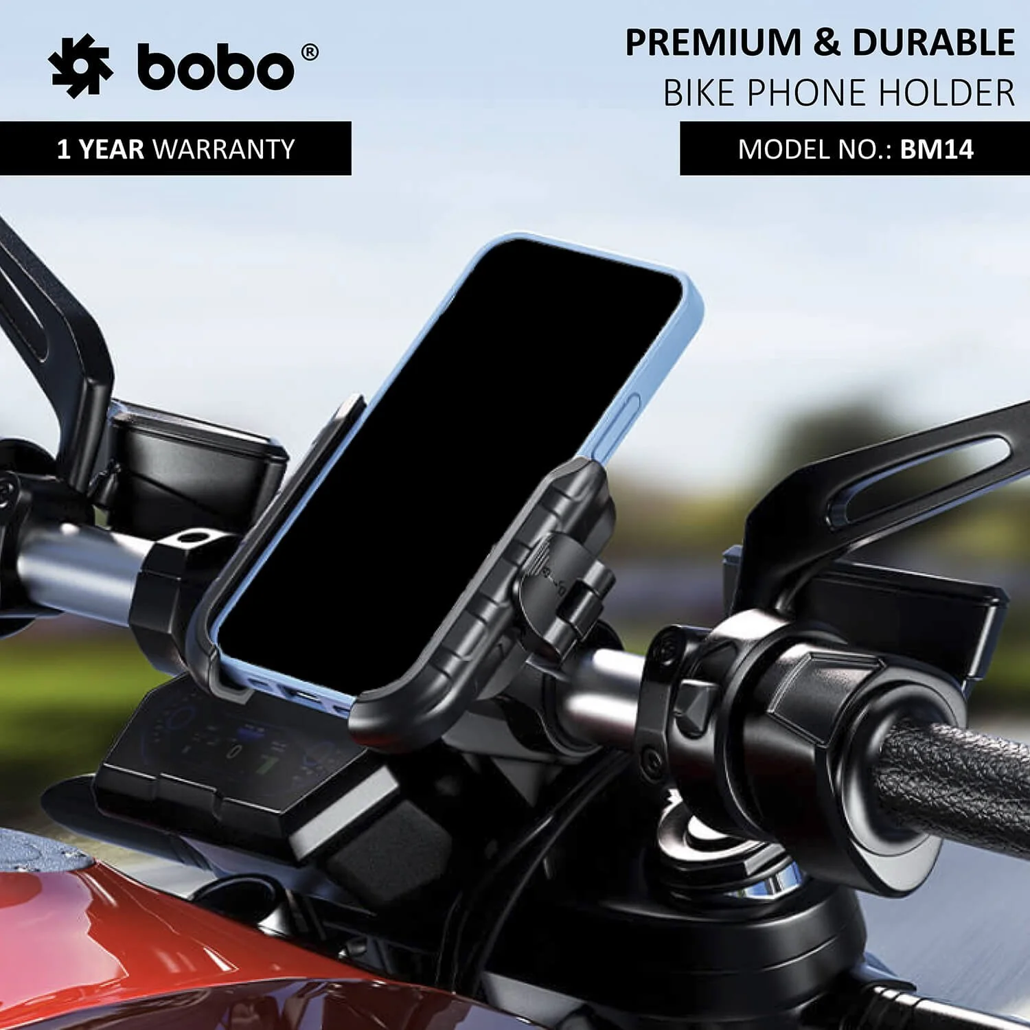 BOBO BM14 Quick Release Enhanced BM4 Bike / Cycle Phone Holder Motorcycle Mobile Mount (Red)-BB-BM-014-001002 - Image 4