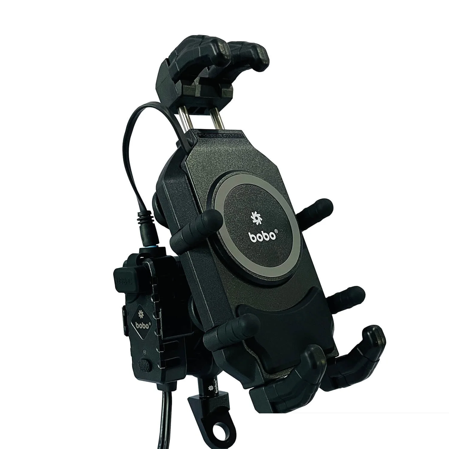 BOBO BM18M PRO Handlebar (or Mirror) Anti-Vibration Bike Phone Holder (with Fast 15W Wireless Charger USB-C Charging Module) Motorcycle Mobile Mount-BB-BM-018-102001