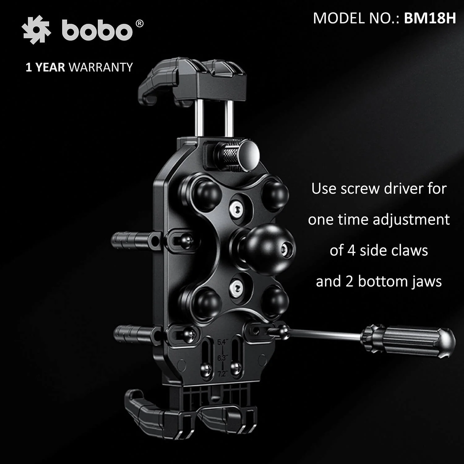 BOBO BM18M PRO Handlebar (or Mirror) Anti-Vibration Bike Phone Holder (with Fast 15W Wireless Charger USB-C Charging Module) Motorcycle Mobile Mount-BB-BM-018-102001 - Image 8