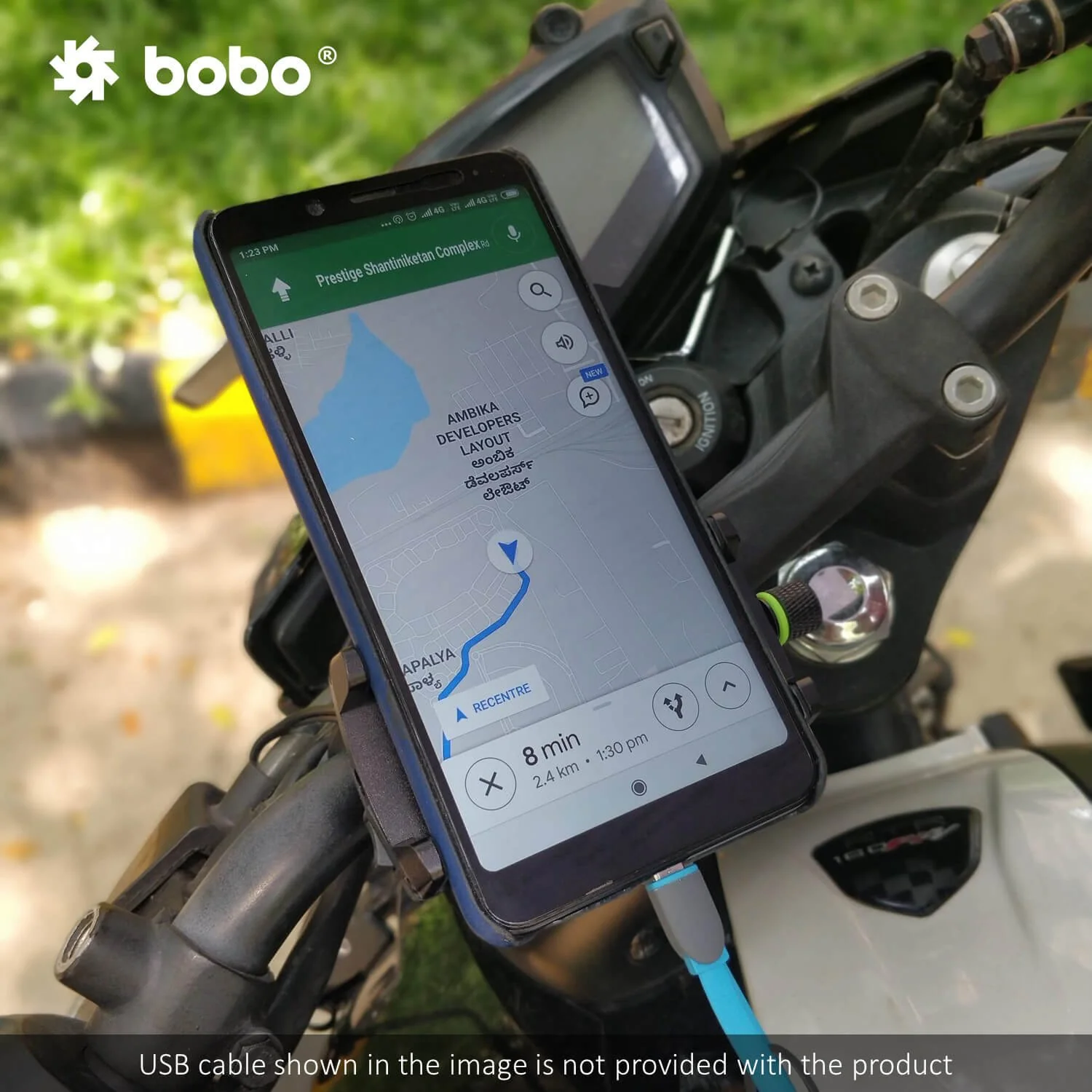 BOBO BM2 Claw-Grip Aluminium Bike Phone Holder (With 2.5A USB charger) Motorcycle Mobile Mount (Blue)-BB-BM-002-001003 - Image 2