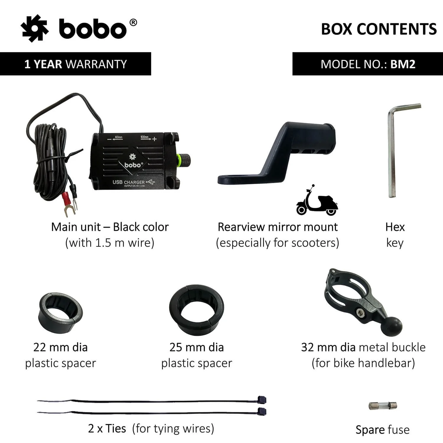 BOBO BM2 Claw-Grip Aluminium Bike Phone Holder (With 2.5A USB charger) Motorcycle Mobile Mount (Blue)-BB-BM-002-001003 - Image 5