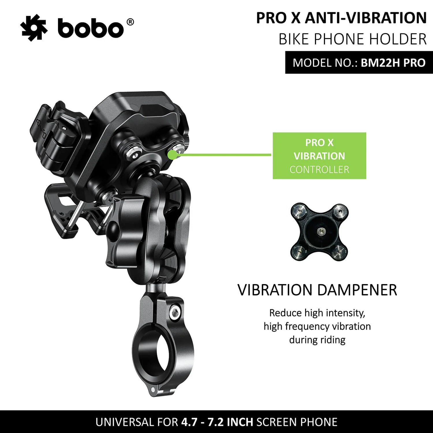 BOBO BM22H PRO Handlebar Mount Anti-Vibration Anti-Theft Bike / Cycle Phone Holder Motorcycle Mobile Mount-BB-BM-022-111001 - Image 5