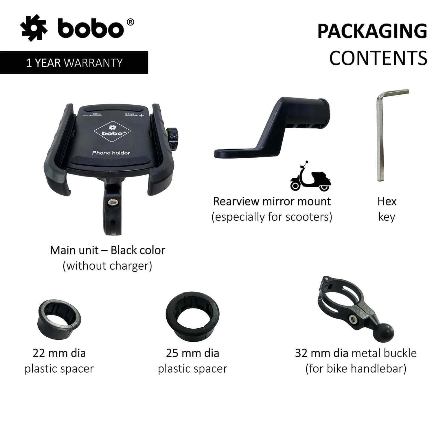 BOBO BM4 Jaw-Grip Bike / Cycle Phone Holder Motorcycle Mobile Mount (Orange)-BB-BM-004-001005 - Image 2