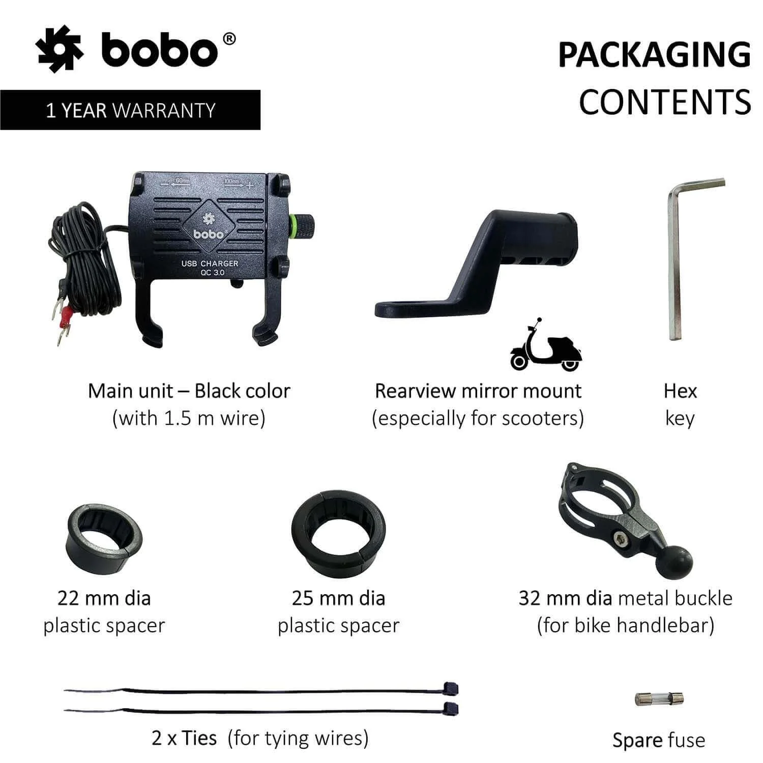 BOBO BM5 Claw-Grip Aluminium Bike Phone Holder (With Fast USB 3.0 Charger) Motorcycle Mobile Mount (Blue)-BB-BM-005-001003 - Image 4