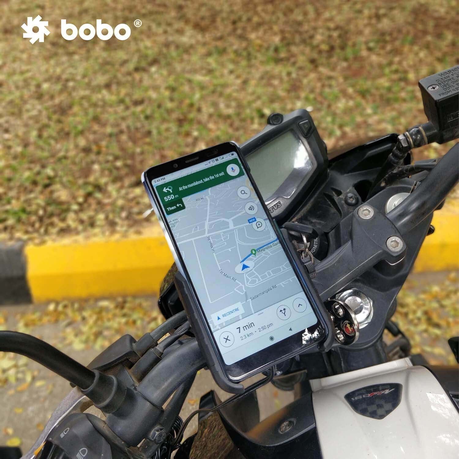 BOBO BM6 Jaw-Grip Bike Phone Holder (with Fast 15W Wireless Charger) Motorcycle Mobile Mount (Blue)- BB-BM-006-001003 - Image 3