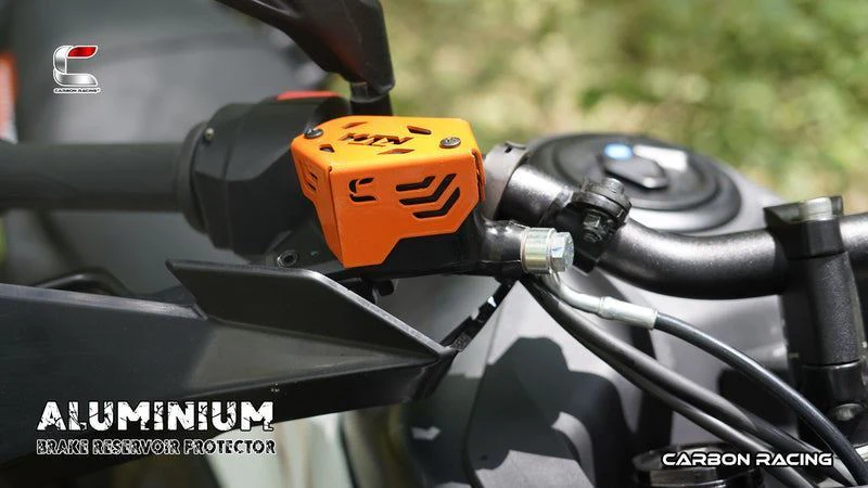 Carbon Racing-Aluminium Front Brake Reservoir Protector (Orange) For KTM Adventure 390/250/X (2025) - Image 4
